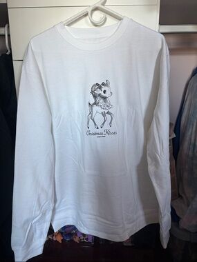 Ariana Grande White Long Sleeve Tee with Cute Deer Graphic